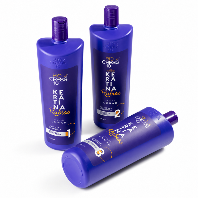 kit 3 Pasos Keratina Rubios efecto lunar x 1200 ML biocress