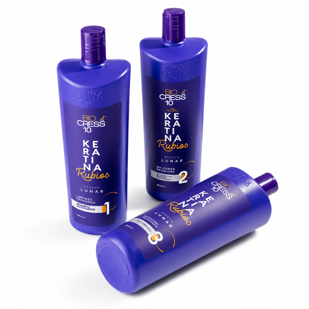 kit 3 Pasos Keratina Rubios efecto lunar x 1200 ML biocress