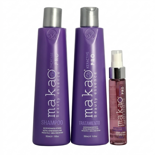 Kit reparador revitalizador para cabello maltratado makao