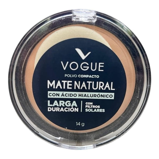 Polvo compacto mate natural con ácido hialuronico larga duración con filtro solar