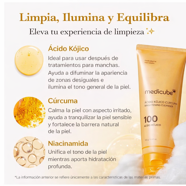 Espuma limpiadora que ilumina y tonifica la piel medicube