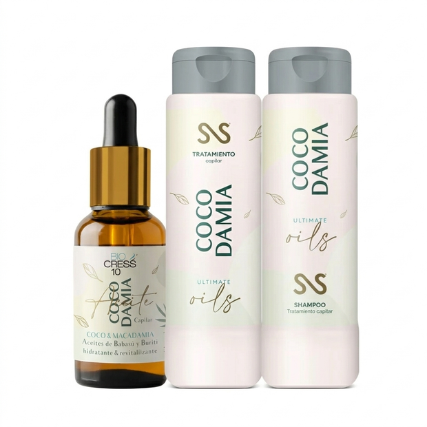 Kit cocodamia limpieza nutricion y proteccion biocress